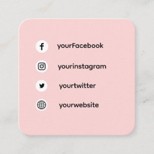 Blush Pink Social Media Nice to Meet You Design Square Business Card