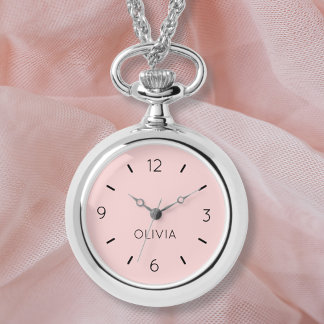 Blush Pink Solid Colour Custom Name Watch