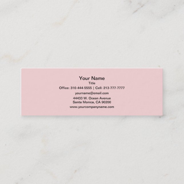 Blush Pink Solid Colour Mini Business Card (Back)