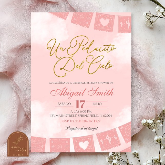 Blush Pink Spanish piece of heaven baby shower Invitation (Creator Uploaded)