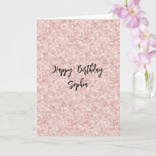 Blush Pink Sparkle Glitter Birthday Card