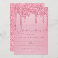 Blush Pink Sparkle Glitter Drips Quinceañera
