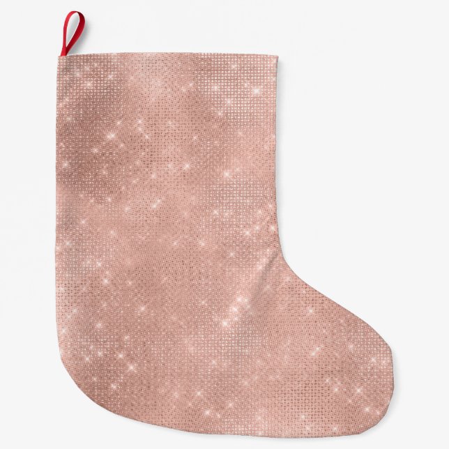 Blush Pink Sparkle Large Christmas Stocking (Front)
