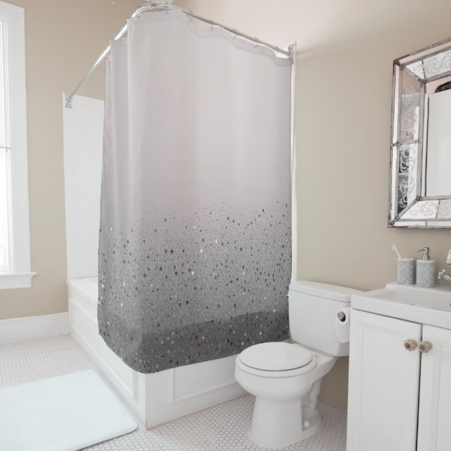 Blush Pink Sparkly Sparkle Glitter Shower Curtain (In Situ)