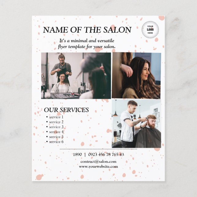 Blush Pink Splatter Minimal Salon Flyer (Front)
