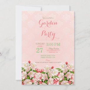 Blush Pink Spring Blossoms Damask Invitation