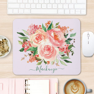 Blush Pink Spring Floral Bouquet Mouse Pad