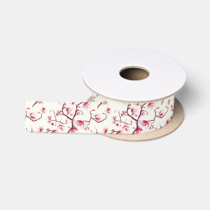 Blush Pink Spring Rustic Bohemian Floral Satin Ribbon