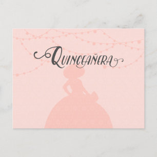 Blush Pink & Steel Charro Silhouette Quinceanera Invitation Postcard