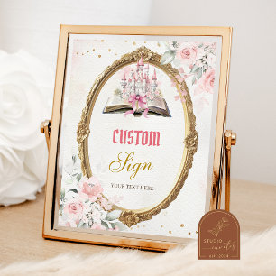 Blush Pink Storybook 1st Birthday Custom Sign