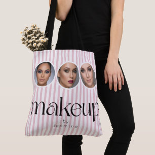 Blush Pink Stripe 3 Photo MUA Makeup Artist Tote Bag