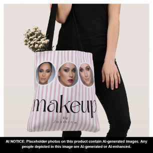 Blush Pink Stripe 3 Photo MUA Makeup Artist Tote Bag