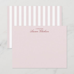 Blush Pink Striped Modern Stationery Note Card