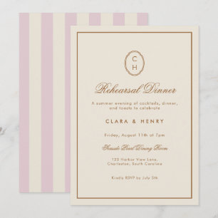 Blush Pink Striped Rehearsal Dinner Invitation