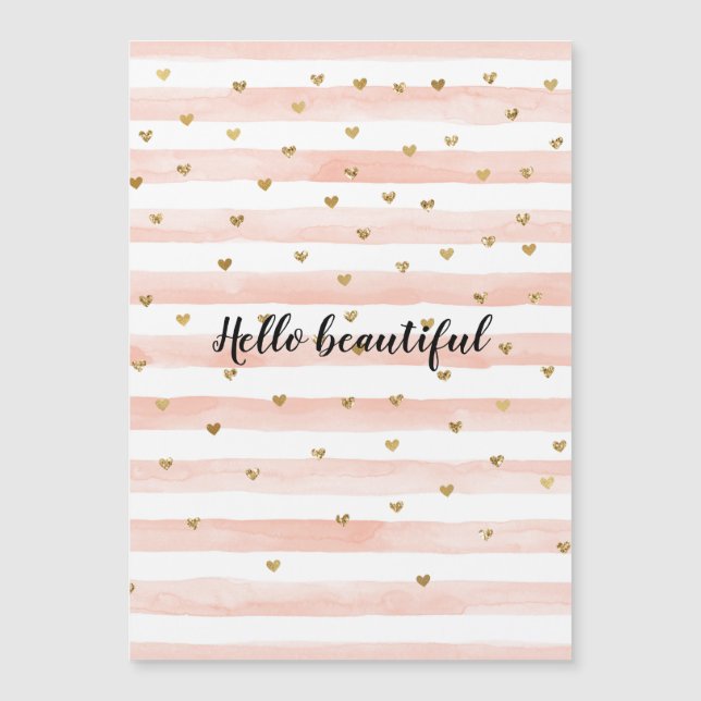 Blush Pink Stripes Gold Hearts (Front)