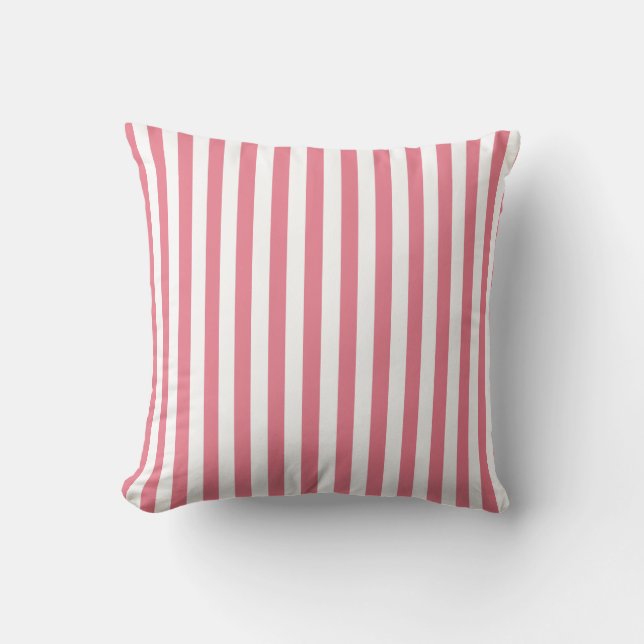 Blush Pink Stripes; Striped Cushion (Front)