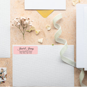 Blush Pink Stylised Names Wedding Address Return Address Label