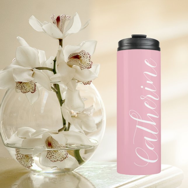 Blush Pink Stylised Wedding Bridesmaid Thermal Tumbler (In Situ)