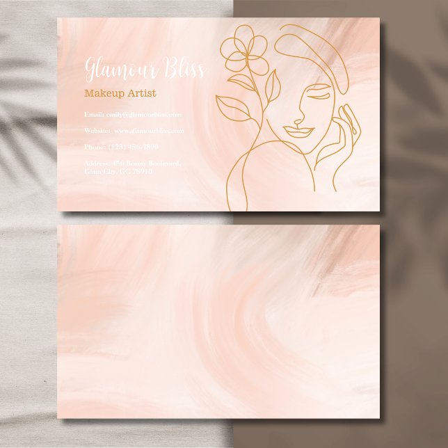Blush Pink Stylish Makeup Artist Salon Business Card (Creator Uploaded)