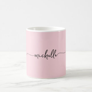 Blush Pink Stylish Monogram Signature Script Coffee Mug
