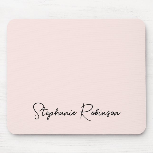 Blush Pink Stylish Script Personalised Monogram Mouse Pad (Front)
