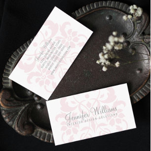Blush Pink Subtle Damask Business Card