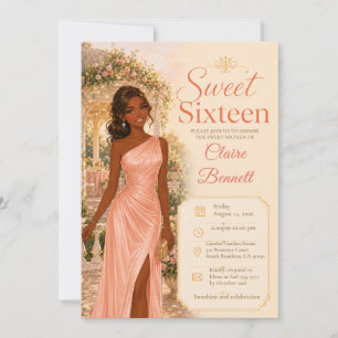 Blush Pink Sweet 16 Garden Party Invitation