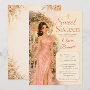 Blush Pink Sweet 16 Garden Party Invitation
