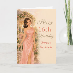Blush Pink Sweet Sixteen Birthday Card