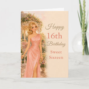 Blush Pink Sweet Sixteen Birthday Card