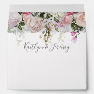 Blush Pink Sweetheart Roses, Greenery with Names Envelope