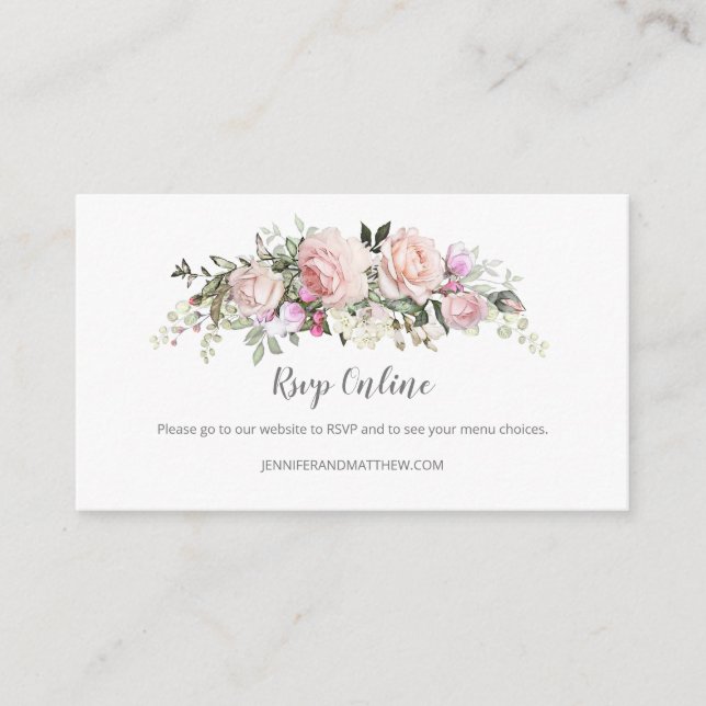 Blush Pink Sweetheart Roses Online RSVP | Enclosure Card (Front)