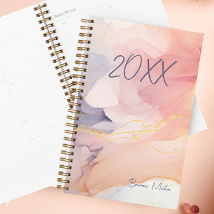 Blush Pink Swirl Custom Name Women's Planner