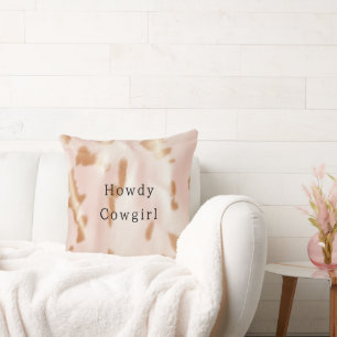Blush Pink Tan Southwest Faux Cowgirl Cowhide Cushion