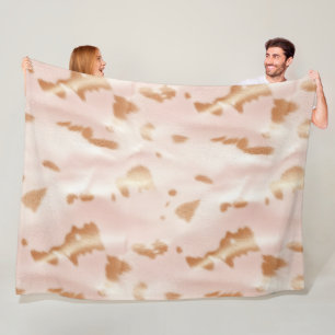 Blush Pink Tan Southwest Faux Cowgirl Cowhide Fleece Blanket