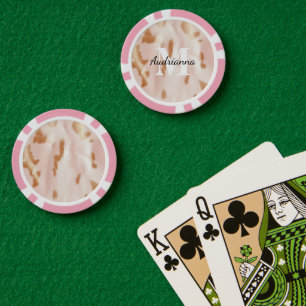 Blush Pink Tan Southwest Faux Cowhide Cowgirl Poker Chips