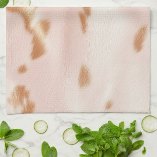 Blush Pink Tan Southwest Faux Cowhide Tea Towel