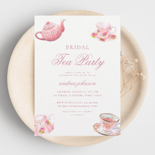 Blush Pink Tea Party Bridal Shower  Invitation