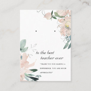 BLUSH PINK TEACHER GIFT FLORA EARRING DISPLAY CARD