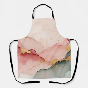 Blush Pink Teal Gold Abstract Apron
