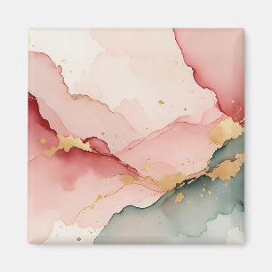 Blush Pink Teal Gold Abstract Magnet