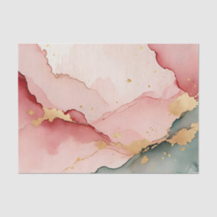 Blush Pink Teal Gold Abstract Tissue Paper