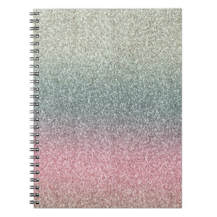 Blush Pink Teal Mint Sparkle Glitter Notebook