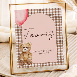Blush Pink Teddy Bear Favor Table Sign