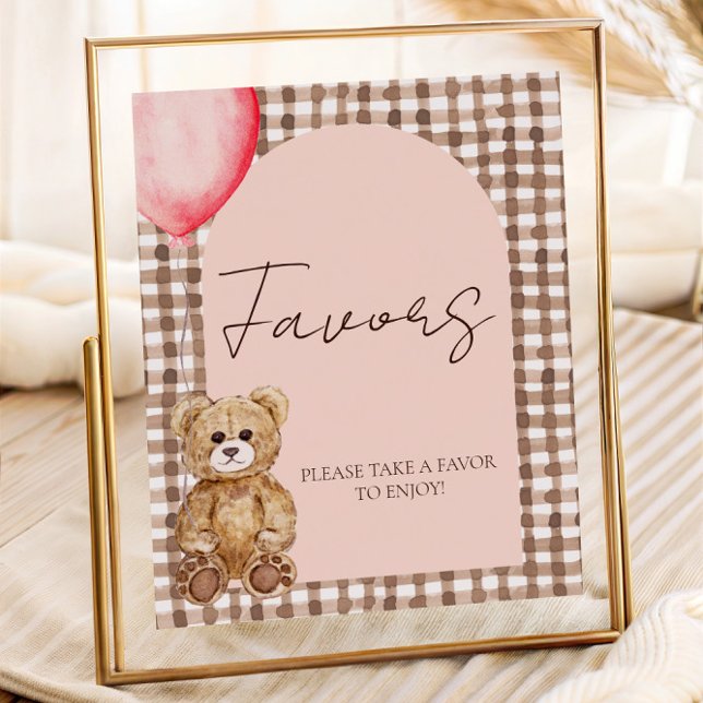 Blush Pink Teddy Bear Favour Table Sign (Creator Uploaded)