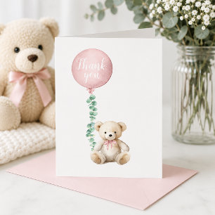 Blush Pink Teddy Bear Thank You Card