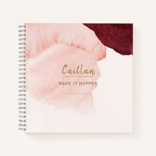 Blush Pink Terra Cotta Abstract Monogrammed Notebook