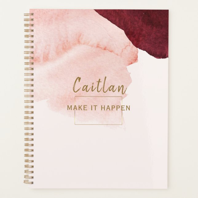 Blush Pink Terra Cotta Abstract Monogrammed  Planner (Front)