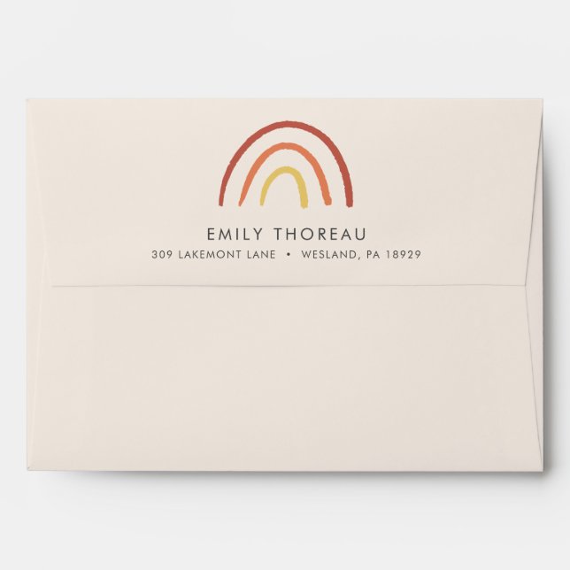 Blush Pink Terracotta Rainbow Boho Personalised Envelope (Back (Top Flap))