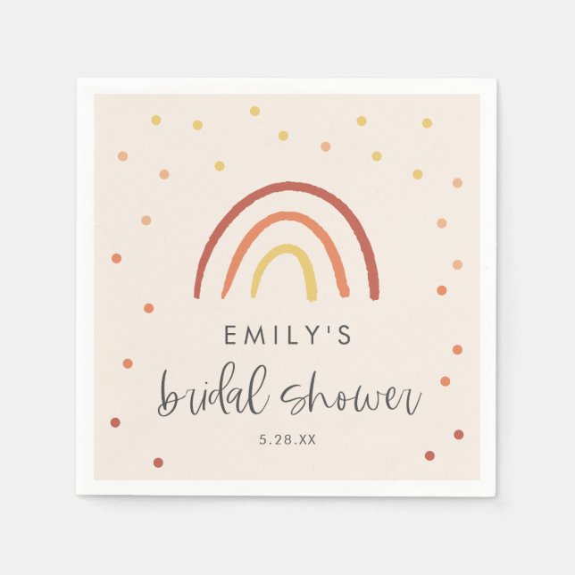Blush Pink Terracotta Rainbow Bridal Shower Custom Napkin (Front)